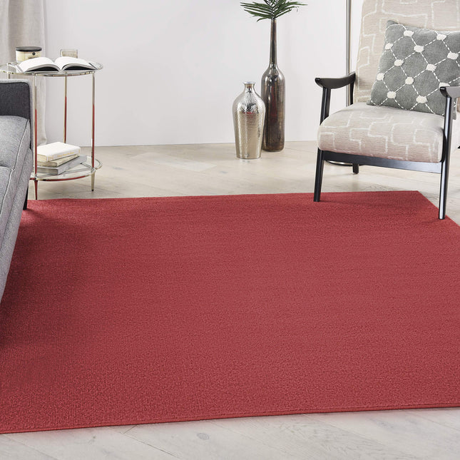 Nourison Essentials Indoor/Outdoor Brick Red 7' x Square Area Rug, Easy Cleaning, Non Shedding, Bed Room, Living Room, Dining Room, Backyard, Deck, Patio (7 Square)