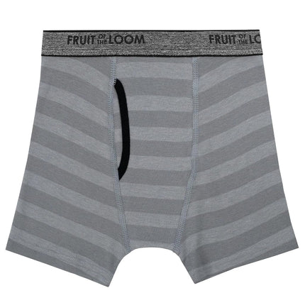 Fruit of The Loom Boys' Tag Free Cotton Boxer Briefs, Boy - 10 Pack - Traditional Fly Stripes, Medium