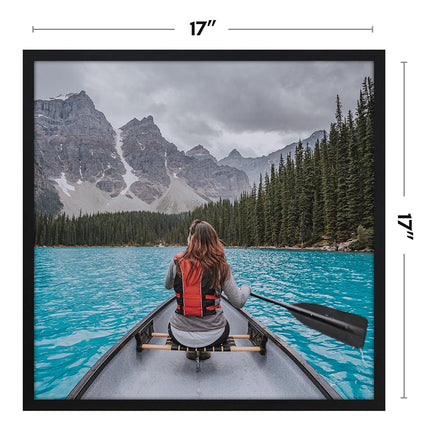 Americanflat 17x17 Picture Frame with Polished Plexiglass - Streamline Collection - Thin Square Picture Frame for Wall Display - Hanging Hardware Included - Black