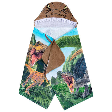 Franco Kids Bath and Beach Soft Cotton Terry Hooded Towel Wrap, 24 in x 50 in, Jurassic World Dominion