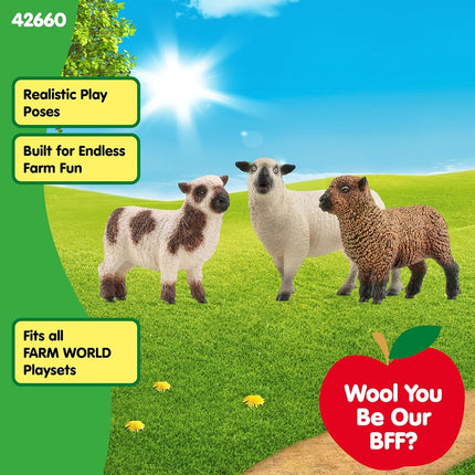 Schleich Farm World - 3Pc Sheep Friends Playset - Kids Ages 3+ | 42660