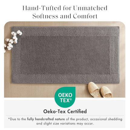 Madison Park Signature Splendor Reversible 100% Cotton Tufted Bathroom Rug-3000 GSM Hotel Quality Luxurious Plush High Pile Bath Mat Absorbent, Quick Dry, Shower Room Décor, 21x34, Charcoal