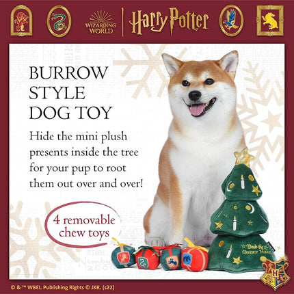 Harry Potter 14" Holiday Tree Burrow Dog Toy with Plush Squeaker Hogwarts House Presents | Dog Toys for Pets, Plush Dog Toy, Dog Squeaky Toy, Toys for Dogs
