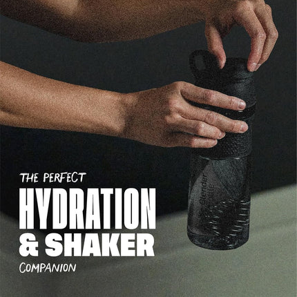 BlenderBottle Sportmixer | Vaso mezclador de proteínas | Vaso mezclador para dieta | Botella de agua | con BlenderBall | 590ml - negro/negro