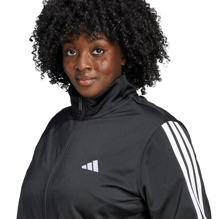 adidas womens Tricot 3-stripes Track Top, Black/White, 2X