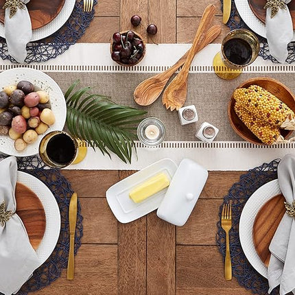 DII Dobby Stripe Woven Table Runner, 13 x 72-inch, Brown