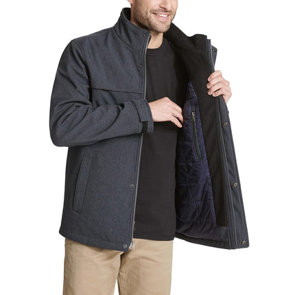 Dockers Men's Soft Shell Stand Collar Car Coat Bib Jacket, Midnight Heather, S
