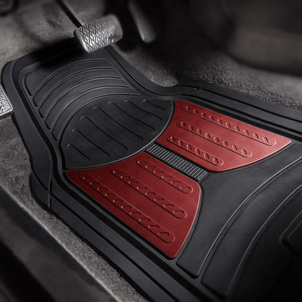 FH Group Car Floor Mats - Heavy-Duty Rubber Floor Mats for Cars, Universal Fit Full Set, Trimmable Automotive Floor Mats, Climaproof Floor Mats for Most Sedan, SUV, Truck Floor Mats Burgundy