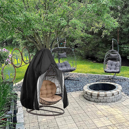 Oslimea Patio Hanging Egg Chair Cover, Durable Lightweight Waterproof Egg Swing Chair Cover with Zipper Fits Most Outdoor Single Swing Egg Chair Dust Protector (75" x 45", Black)