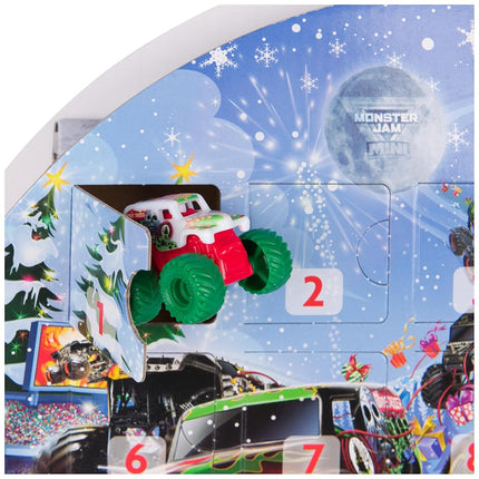 Calendario de Adviento de Navidad Monster Jam Mini, 24 días de mini Monster Trucks y accesorios, escala 1:87, juguetes para niños y niñas de 3 años en adelante