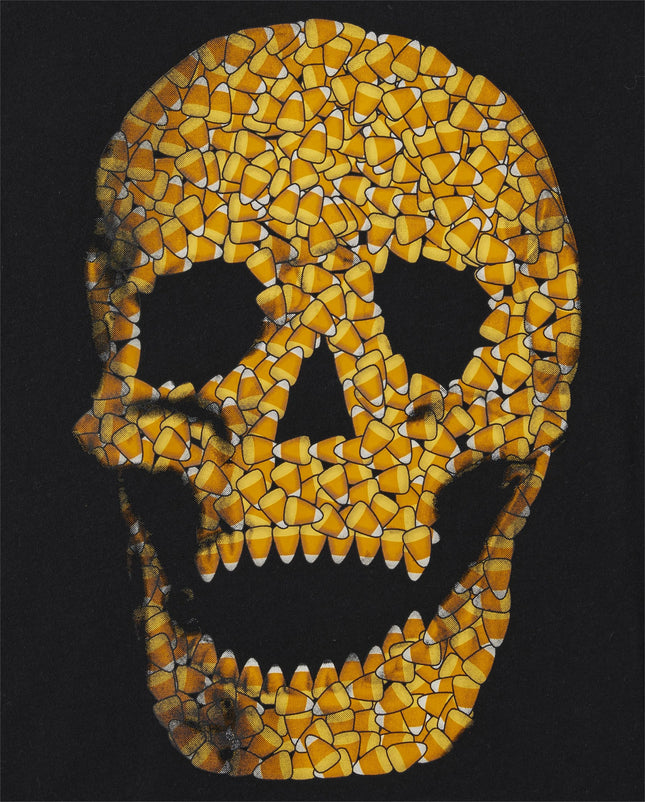 The Children's Place Boys’ Short Sleeve Graphic T-Shirt, Halloween Candy Skull, XX-Large