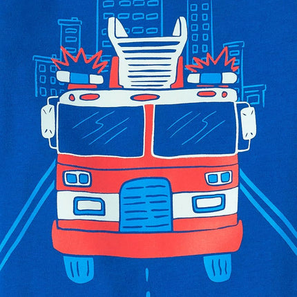 The Children's Place Baby-Boys and Toddler Sports,Cars,Trucks Short Sleeve Graphic T-Shirts,3 Pack, Firetuck/Ambulance/Trucks, 18-24 Months