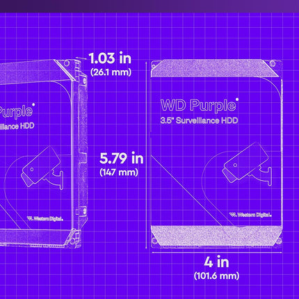 WD Purple 2TB Surveillance 3.5" Internal Hard Drive, AllFrame Technology, 180BT/yr, 64MB Cache, 3 Year Warranty