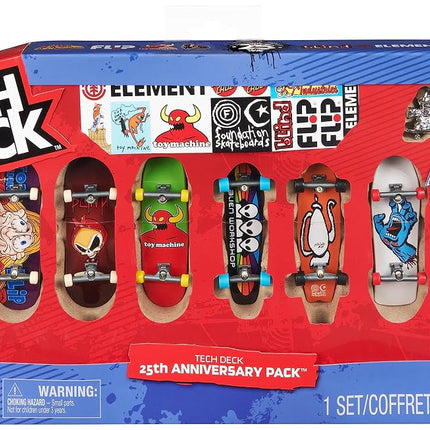 Tech Deck, 25th Anniversary 8-Pack Fingerboards with Exclusive Figure, Collectible and Customisable Mini Skateboards, Kids’ Toys for Ages 6 and up