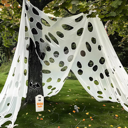 JOYIN 1000sqft(6x2M) Halloween Spider Web Outdoor Decoration, Giant Spider Cobwebs Halloween Decor Outside, DIY Stretchy Flexible Spiderweb Decor for Haunted House Party Decorations Supplies