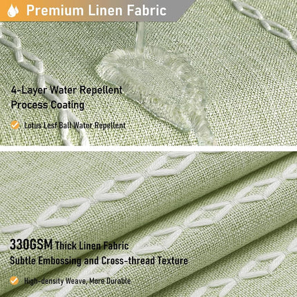 BTTN 54x78 Boho Farmhouse Linen Heavy Duty Shower Curtain Set, Sage Green