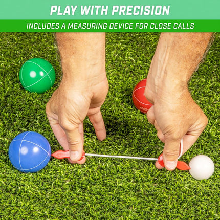 GoSports 65mm Travel Size Mini Bocce Game Set with 8 Balls, Pallino, Tote Bag and Measuring Rope