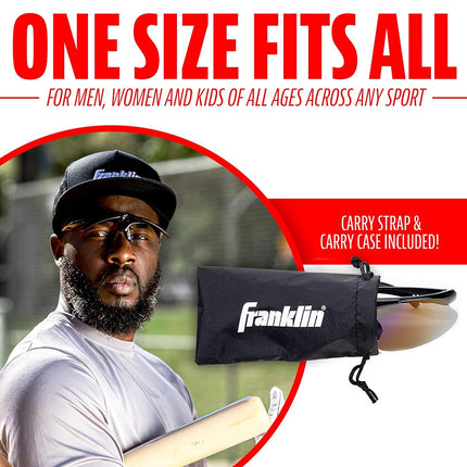 Franklin Sports MLB - Flip Up Baseball + Softball Sunglasses for Kids + Adults - Lightweight Sport Sunglasses for UV Protection, Black