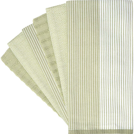 Premium Kitchen Towels (20”x 28”, 6 Pack) | Large Cotton Dish Towels | Flat & Terry Highly Absorbent Kitchen Linen Set with Hanging Loop | Sage