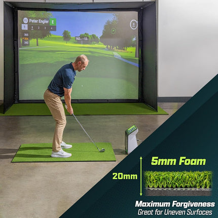 GoSports Golf Hitting Mat - ELITE 5 x 4 ft - 15 mm Artificial Turf Training Mat for Indoor/Outdoor Swing Practice, Includes 3 Rubber Tees