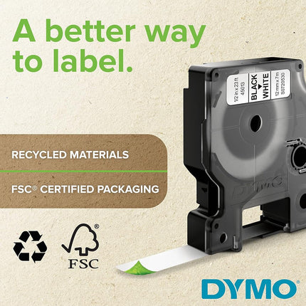 DYMO Rhino Industrial Flexible Nylon Labels | 19 mm x 3.5 m | Black Print on White | Self-Adhesive | for Rhino & LabelManager Label Makers
