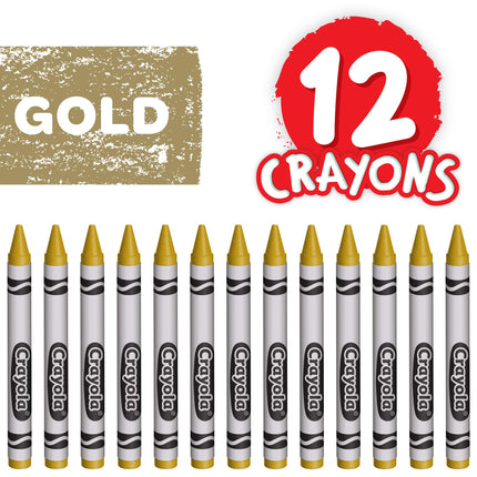 Crayola Crayons, Dorado, Crayones Monocolor de Repuesto, Lote de 12 Crayones a Granel, Útiles Escolares