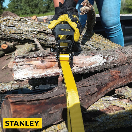 STANLEY S10074 1.5" x 16' Ratchet Tie Down Straps - Heavy Cargo Hauling (3,300 lbs Break Strength) 4 Pack
