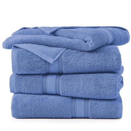 LANE LINEN 100% Cotton 4 Pack Bath Sheets (35"x66") - Zero Twist Cotton Extra Large Bathroom Towels - Quick Dry, Soft & Absorbent Oversized Bath Towels - Machine Wash in Cold Water - Cerulean Blue