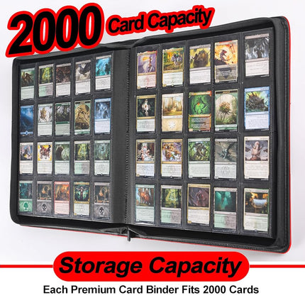 Premium 2000 Pocket Card Binder - 20 Pocket Trading Card Binder with Sleeves Fits 2000 Cards, Ringless Card Album for TCG - Model A，Classic Red