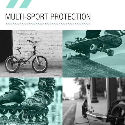 80Six Multi-Sport Pad Set - Knee Pads, Wristguards, Elbow Pads, Full Protective Gear for Kids, for BMX, Cycling, Inline Skating, Skate, Roller Skates, Skateboard Accessories (Stone Blue, Ages 8+)