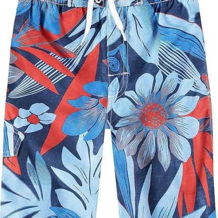 Kanu Surf Maillot de bain de plage à séchage rapide UPF 50+ pour garçon, motif Reflection, couleur Abacos Navy/Red, taille S (8 ans)