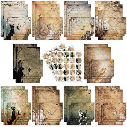 TaoBary 160 Pcs Cat Stationery Paper and Envelopes