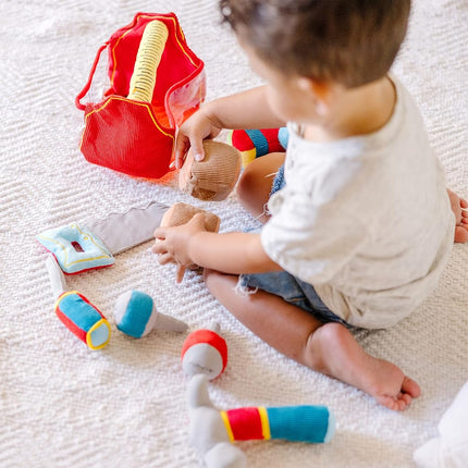 Juguete Melissa & Doug "Caja de herramientas de vaciar y llenar" para niños pequeños con taladro vibratorio (9 piezas)