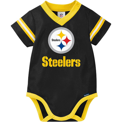 NFL Pittsburgh Steelers Team Jersey Bodysuit, black/gold/white Pittsburgh Steelers, 6-12 Months (138781160STE612-001)