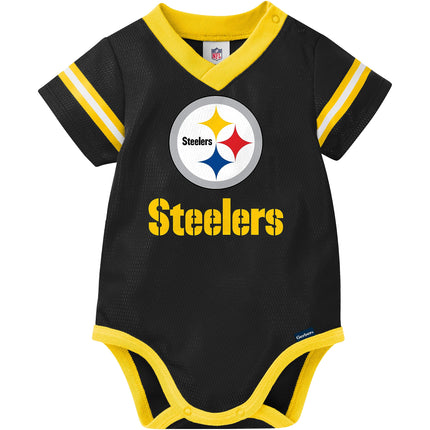 Body de uniforme NFL Pittsburgh Steelers, negro/oro/blanco Pittsburgh Steelers, 6-12 meses (138781160STE612-001)