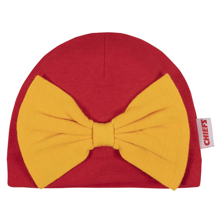 NFL 3 PACK DE BODYS DE PANTALÓN CON PIECITOS Y GORRO, Niña Rosa Kansas City Chiefs, 6-9M