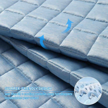 YnM Cooling Weighted Blanket for Adults, 15lbs Heavy Bed Throw Comforter with 100% PE Fabric, Ideal for Hot Sleepers or Summer Days(60x80 Inches for Queen/King Bed, 15 Pounds, Blue)