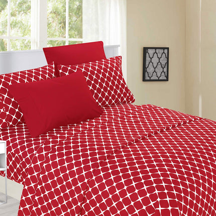Juego de sábanas de 4 piezas Elegant Comfort de lujo, las más suaves y acogedoras, resistentes a las arrugas, patrón Milano Trellis-1500, juego de ropa de cama de microfibra de calidad hotelera premium, Twin/Twin XL, borgoña