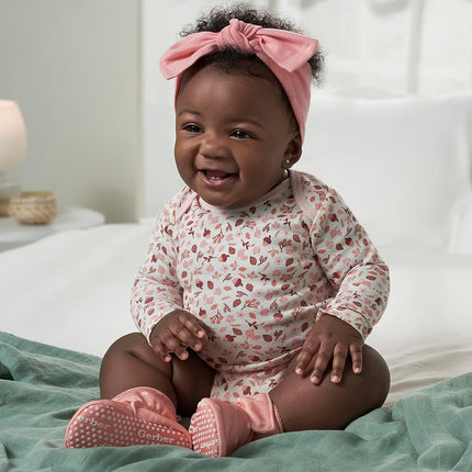 Gerber Baby Girls 6-pack Long-sleeve Onesies Bodysuits, Leaves, 12 Months