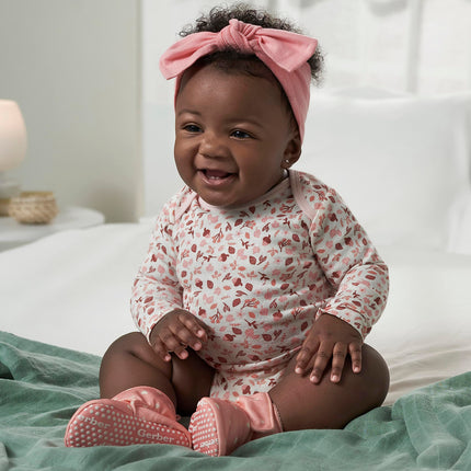 Gerber Paquete de 6 mamelucos de manga larga para bebé niña, diseño de hojas, de 3 a 6 meses