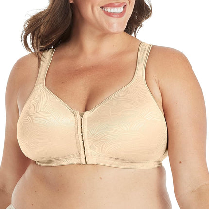 Playtex Women's 18 Hour Front Close Wirefree Back Support Posture Full Coverage Bra USE525, Light Beige, 42C