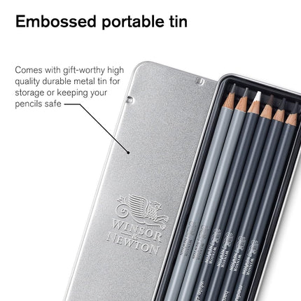 Winsor & Newton Studio Collection Sketching Pencils, Set of 6 Graphite (4B - 8B) and Charcoal Pencils, Professional Quality for Artists, for Sketching, Shading and Drawing