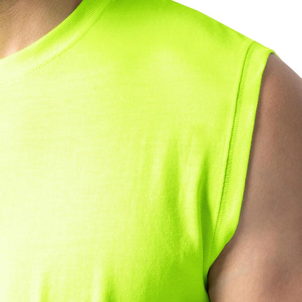 Fruit of the Loom Men's Eversoft Cotton Sleeveless T Shirts, Breathable & Moisture Wicking with Odor Control, Sizes S-4x Undershirt, Muscle-2 Pack-Safety Green, Large (Pack of 2)