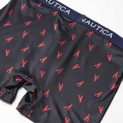 Nautica Men's 4 Pack Micro Boxer Briefs, 2 Black Red/Lobster-Black, L (Pack of 4)