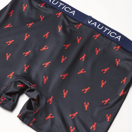 Nautica Men's 4 Pack Micro Boxer Briefs, 2 Black Red/Lobster-Black, L (Pack of 4)