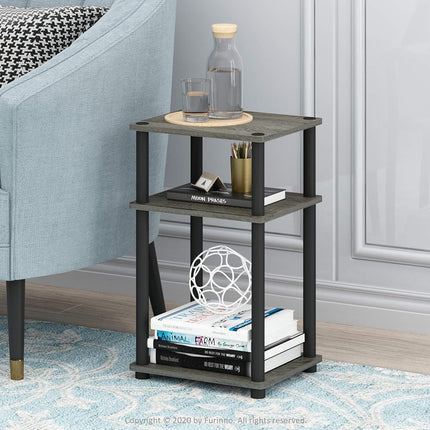 Furinno JUST Side Table, 3-Tier End Table, Open Shelves Night Stand, Bedside Table, Toolless Assembly, for Living Room, Bedroom, French Oak