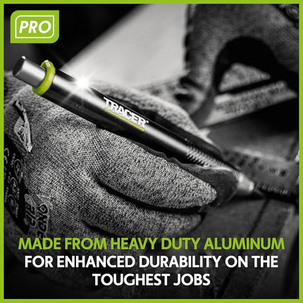 Tracer Pro Series Tough Metal Construction Pencil with 6 x Replacement Lead Pack and Site Holsters. All-in-one Aluminium Construction Marking Kit
