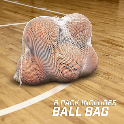 GoSports Indoor/Outdoor Rubber Basketballs - Six Pack of Size 7 Balls with Pump & Carrying Bag
