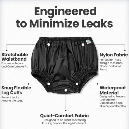 Kleinert's Waterproof Adult Pull-On Pants, Advanced Duralite-Soft, Noiseless - (Black, Medium)