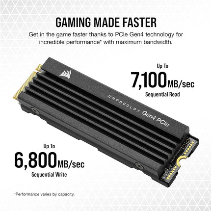 Corsair MP600 PRO LPX 1TB M.2 PCIe Gen4 NVMe SSD, Up to 7100MB/s, 3D TLC NAND, M.2 2280, Optimised for PS5, Black, 1 Count